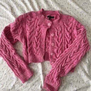 kendall & kylie pink knit cardigan